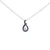 Haus Of Brilliance .925 Sterling Silver Created Blue And White Sapphire Teardrop Shaped Pendant Necklace In White