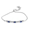 Haus Of Brilliance .925 Sterling Silver Created Blue Sapphire And White Sapphire Bolo Bracelet In Silver
