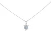 Haus Of Brilliance .925 Sterling Silver Created Blue Topaz And Sapphire Turtle Pendant Necklace In Metallic