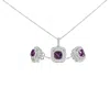 Haus Of Brilliance .925 Sterling Silver Created Purple Amethyst And White Sapphire Halo Pendant Earring Set In Purple