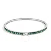 Haus Of Brilliance .925 Sterling Silver Created Sapphire And Emerald Semi Eternity Bangle Bracelet - In White