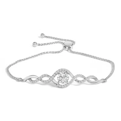 Haus Of Brilliance .925 Sterling Silver Created White Sapphire Knotted Twist Bolo Bracelet