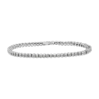 Haus Of Brilliance .925 Sterling Silver ½ Cttw Miracle-set Diamond Round Half Bezel 7" Tennis Bracelet In White
