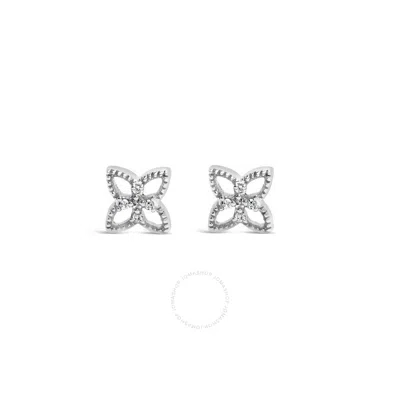 Haus Of Brilliance 925 Sterling Silver Diamond Accent 4 Petal Flower Stud Earring (h-i Color In White