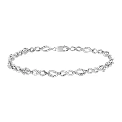 Haus Of Brilliance .925 Sterling Silver Diamond Accent Alternating Infinity Shape And Pear Shape Link Bracelet