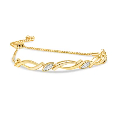 Haus Of Brilliance .925 Sterling Silver Diamond Accent Alternating Swirl Link Bolo Bracelet In Yellow