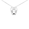 Haus Of Brilliance .925 Sterling Silver Diamond Accent And Black Enamel French Bullldog 18" Inch Pendant Necklace Inch In White