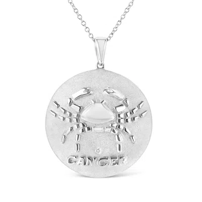 Haus Of Brilliance .925 Sterling Silver Diamond Accent Cancer Zodiac Design 18" Pendant Necklace Medallion In White