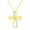 Haus Of Brilliance 10k Yellow Gold Plated .925 Sterling Silver Diamond Accent Cross Ribbon Pendant N In Yellow