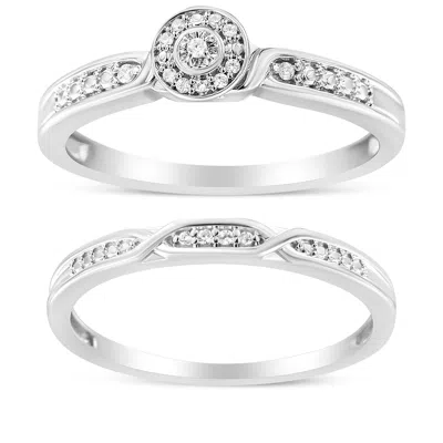 Haus Of Brilliance .925 Sterling Silver Diamond Accent Frame Twist Shank Bridal Set Ring And Band In White