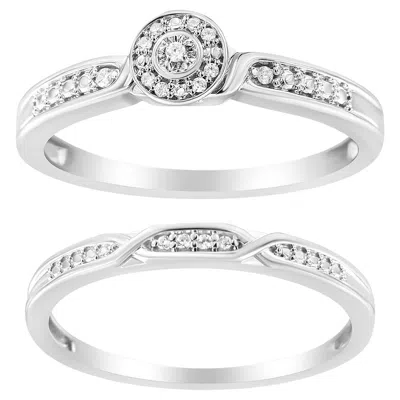 Pre-owned Haus Of Brilliance .925 Sterling Silver Diamond Accent Frame Twist Shank Bridal Set Ring And Band In Multi