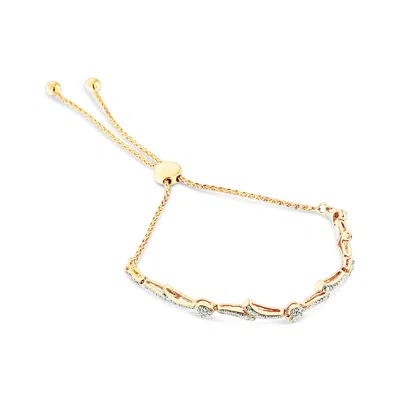 Haus Of Brilliance .925 Sterling Silver Diamond Accent Heart And Wave Link Bolo Bracelet In Yellow