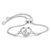 Haus Of Brilliance .925 Sterling Silver Diamond Accent Heart Infinity Bolo Adjustable Bracelet In White