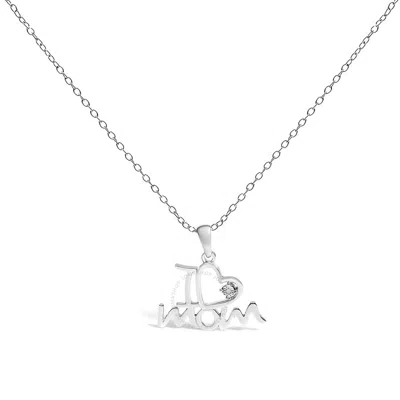 Haus Of Brilliance .925 Sterling Silver Diamond Accent "i Love Mom" Heart Pendant Necklace In White