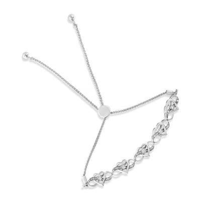 Haus Of Brilliance .925 Sterling Silver Diamond Accent Interlocking Infinity And Heart 4"-10" Adjustable Bolo Tennis Bo In White
