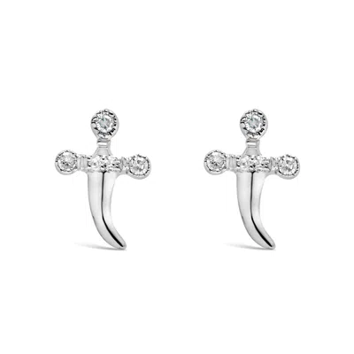 Haus Of Brilliance .925 Sterling Silver Diamond Accent Knife Earrings In White