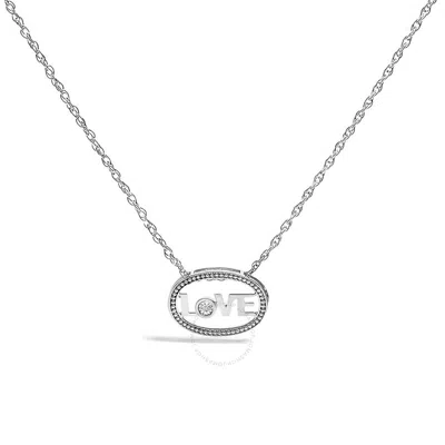 Haus Of Brilliance .925 Sterling Silver Diamond Accent "love" Beaded Oval Pendant Necklace