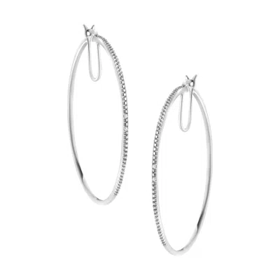 Haus Of Brilliance .925 Sterling Silver Diamond Accent Medium Sized Hoops Earrings In White