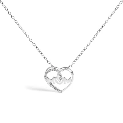 Haus Of Brilliance .925 Sterling Silver Diamond Accent Mom Heart Pendant Necklace In White