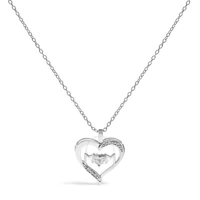 Haus Of Brilliance .925 Sterling Silver Diamond Accent Mom With Heart Pendant Necklace In White