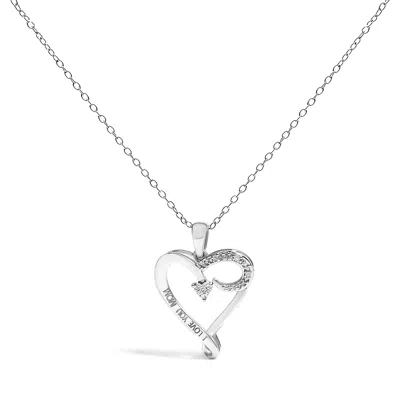 Haus Of Brilliance .925 Sterling Silver Diamond Accent N"i Love You Mom" Heart Pendant Necklace In White