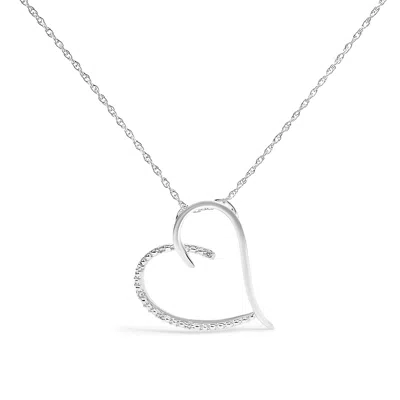 Haus Of Brilliance .925 Sterling Silver Diamond Accent Open Heart Slide Pendant Necklace