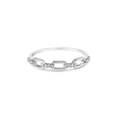 Haus Of Brilliance .925 Sterling Silver Diamond Accent Paperclip Band Ring In White