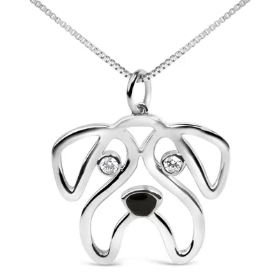 Haus Of Brilliance .925 Sterling Silver Diamond Accent Pug Dog Pendant Necklace In White