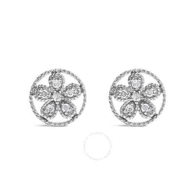 Haus Of Brilliance .925 Sterling Silver Diamond Accent Star And Wheel Milgrain Style Stud Earrings In Metallic