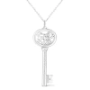 Haus Of Brilliance .925 Sterling Silver Diamond Accent Zodiac Key 18" Pendant Necklace In Metallic