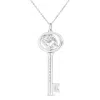 Haus Of Brilliance .925 Sterling Silver Diamond Accent Zodiac Key 18" Pendant Necklace In Blue