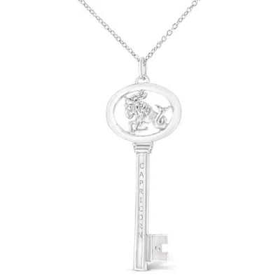 Haus Of Brilliance .925 Sterling Silver Diamond Accent Zodiac Key 18" Pendant Necklace In Metallic