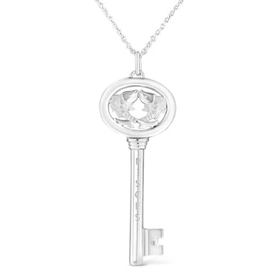 Haus Of Brilliance .925 Sterling Silver Diamond Accent Zodiac Key 18" Pendant Necklace In Multi