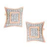 Haus Of Brilliance .925 Sterling Silver Diamond Accented 4-stone Four Pointed Star Shaped Halo-style Stud Earrings In Multi