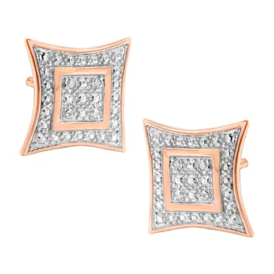 Haus Of Brilliance .925 Sterling Silver Diamond Accented 4-stone Four Pointed Star Shaped Halo-style Stud Earrings In Multi