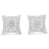Haus Of Brilliance .925 Sterling Silver Diamond Accented 4-stone Four Pointed Star Shaped Halo-style Stud Earrings In White