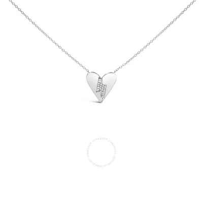 HAUS OF BRILLIANCE HAUS OF BRILLIANCE .925 STERLING SILVER DIAMOND BROKEN HEART PENDANT NECKLACE (H-I COLOR