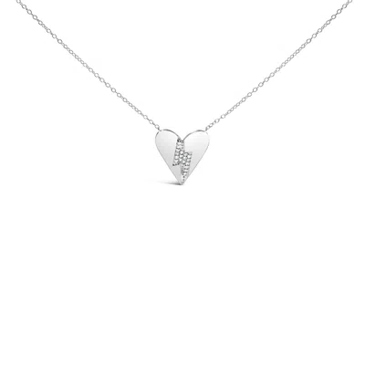 Haus Of Brilliance .925 Sterling Silver Diamond Broken Heart Pendant Necklace In White
