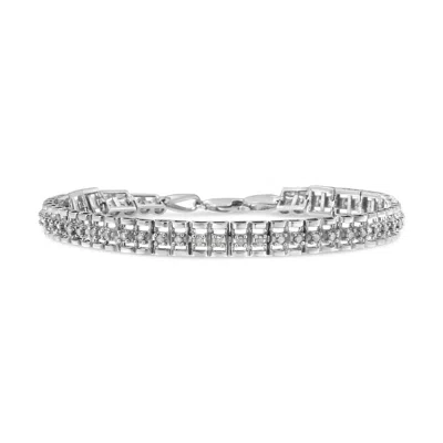 Haus Of Brilliance .925 Sterling Silver Diamond Double-link 7" Tennis Bracelet In White
