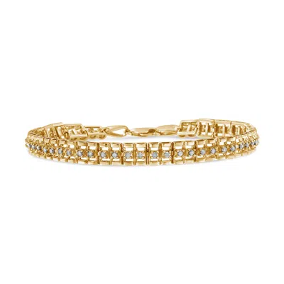 Haus Of Brilliance .925 Sterling Silver Diamond Double-link 7" Tennis Bracelet In Yellow