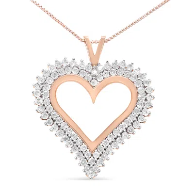 Haus Of Brilliance .925 Sterling Silver Diamond Heart 18" Pendant Necklace In Multi
