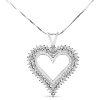 Haus Of Brilliance .925 Sterling Silver Diamond Heart 18" Pendant Necklace In White