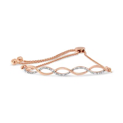 Haus Of Brilliance .925 Sterling Silver Diamond Infinity Twist 4"-10" Adjustable Bolo Bracelet In Multi