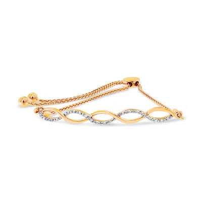 Haus Of Brilliance .925 Sterling Silver Diamond Infinity Twist 4"-10" Adjustable Bolo Bracelet In Yellow