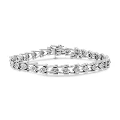 Haus Of Brilliance .925 Sterling Silver Diamond Miracle-set Double Swoosh Milgrain Style Tennis Bracelet