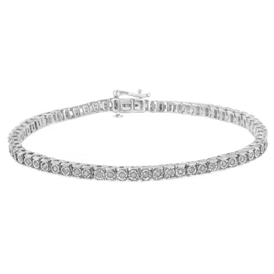 Haus Of Brilliance .925 Sterling Silver Diamond Square Frame Miracle-set Tennis Bracelet (1 Cttw, I-j Color, I3 Clarity