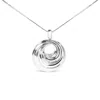 Haus Of Brilliance .925 Sterling Silver Endless Wave Swirl Statement Medallion Pendant Necklace In White
