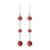 Haus Of Brilliance .925 Sterling Silver Graduating Bezel Set Red Garnet Dangle Earring In Brown