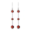 Haus Of Brilliance .925 Sterling Silver Graduating Bezel Set Red Garnet Dangle Earring In Metallic