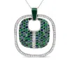 Haus Of Brilliance .925 Sterling Silver Green Enamel Pendant With 1/2 Cttw Diamond, Sapphire, And Tsavorite Openwork St In White